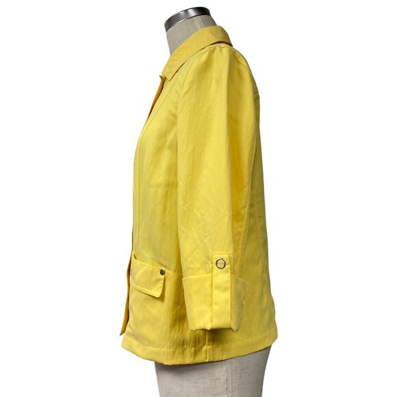 Chicos Womens Size 0 Yellow Snap Button Up Light Jacket - Picture 2 of 5